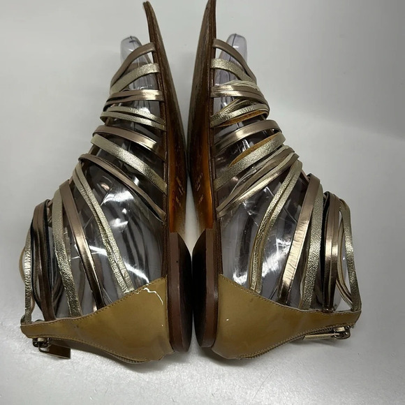 Jimmy Choo Chaya Gladiator Sandals Shoes Patent Leather Nude Gold EU 39 US 9 - Picture 9 of 12